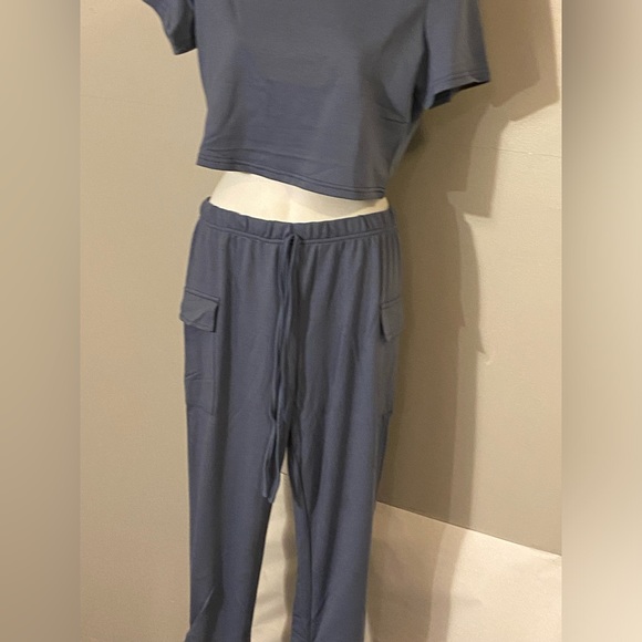 Simple Solid Short Sleeve Lounge Set - Picture 3 of 13